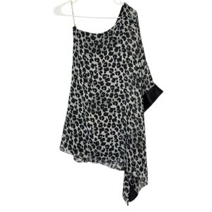 2495 * L8teR One Shoulder Asymmetrical Blouse Cheetah Print Size S Vintage
